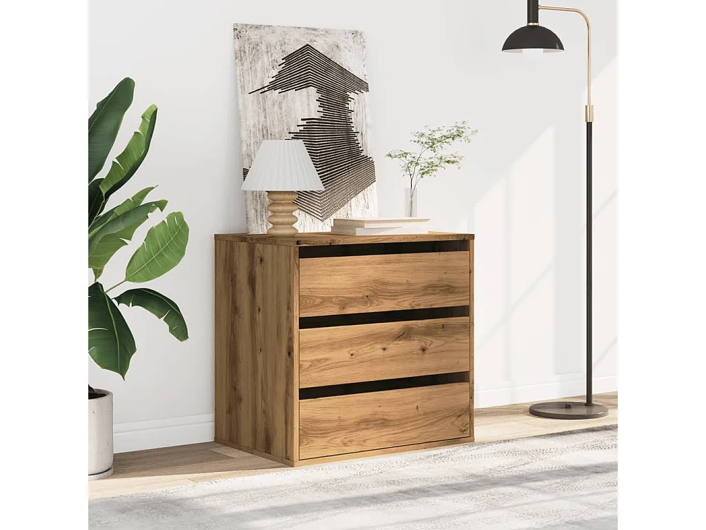 Commode d'angle chêne artisanal 60x41x58 cm bois d'ingénierie