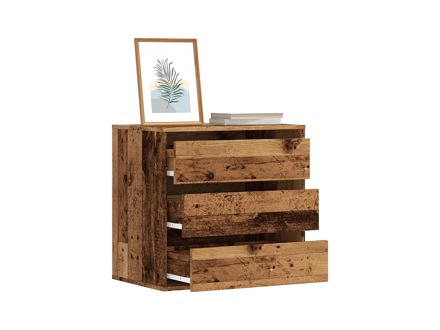 Cassettiera angolare in legno vecchio 60x41x58 cm in derivati del legno