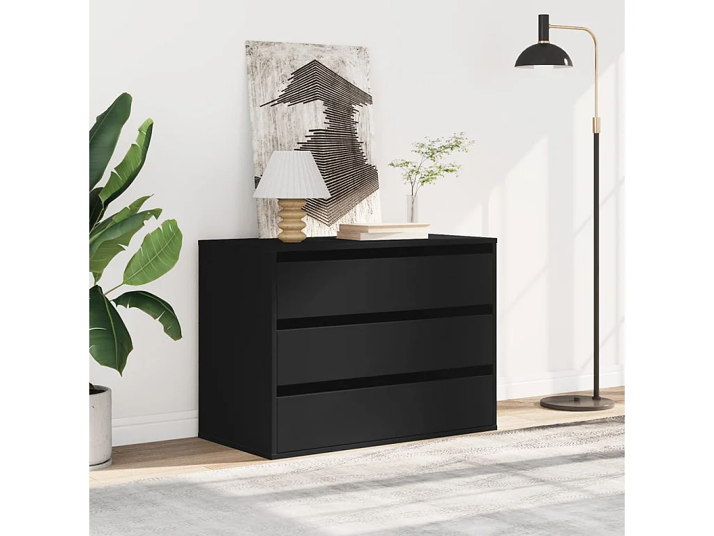 Cassettiera angolare nera 80x41x58 cm in derivati del legno