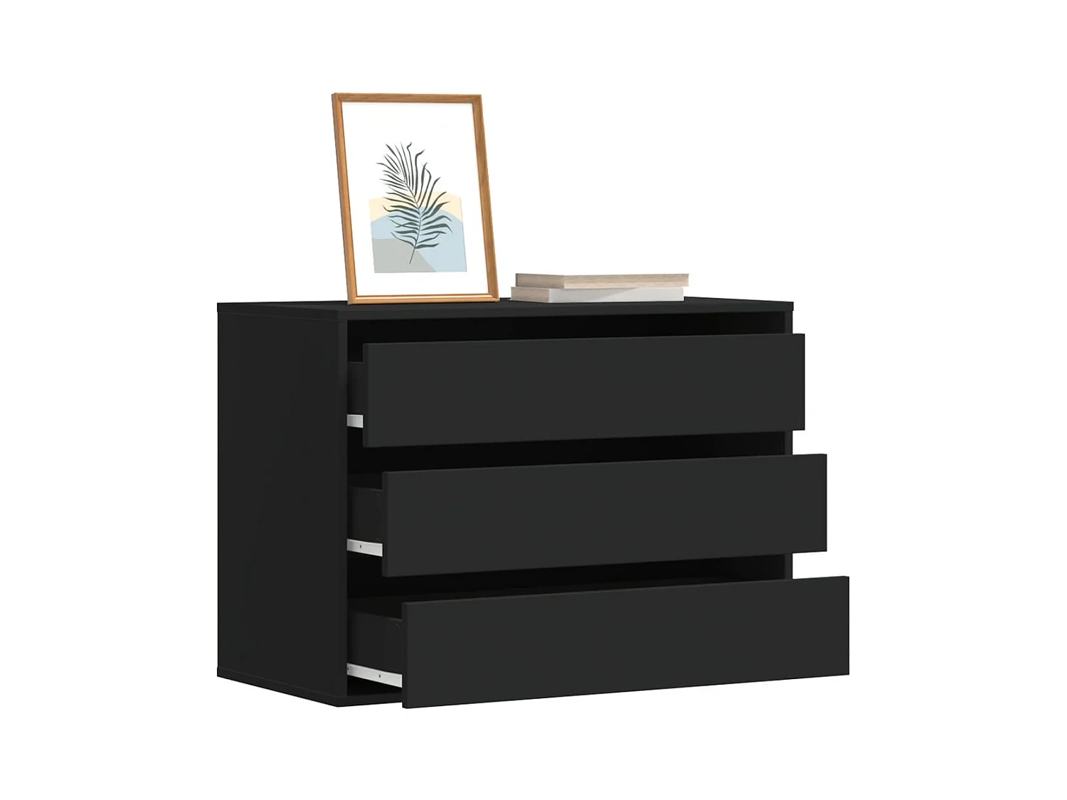 Commode d'angle noir 80x41x58 cm bois d'ingénierie