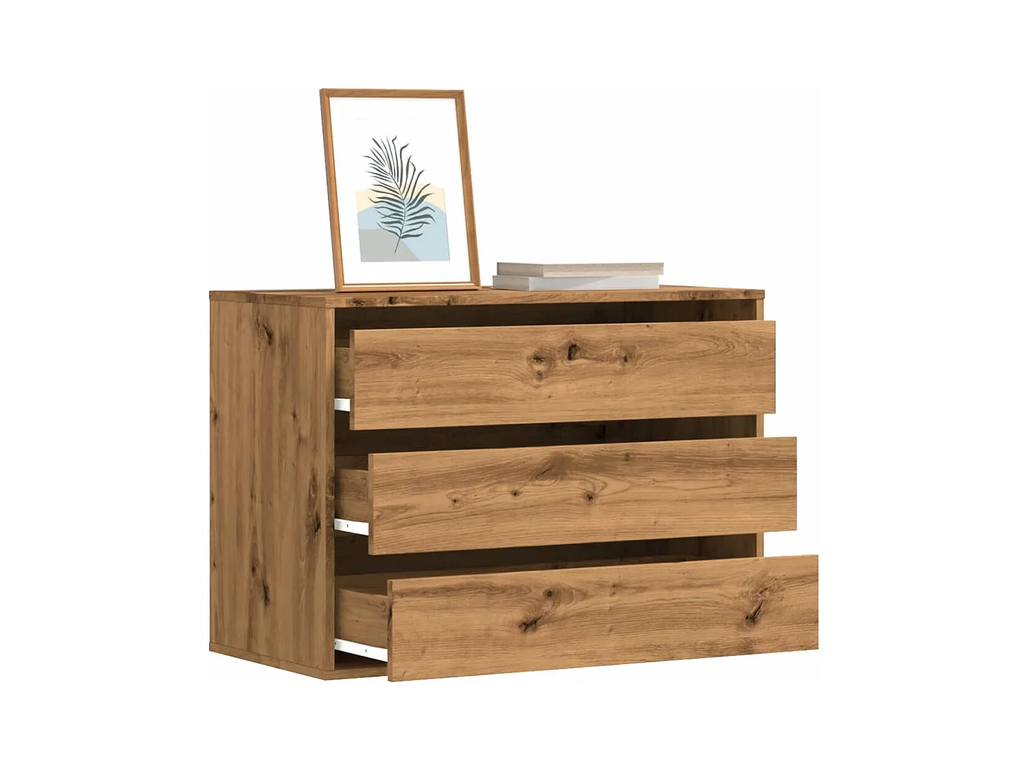 Commode d'angle chêne artisanal 80x41x58 cm bois d'ingénierie