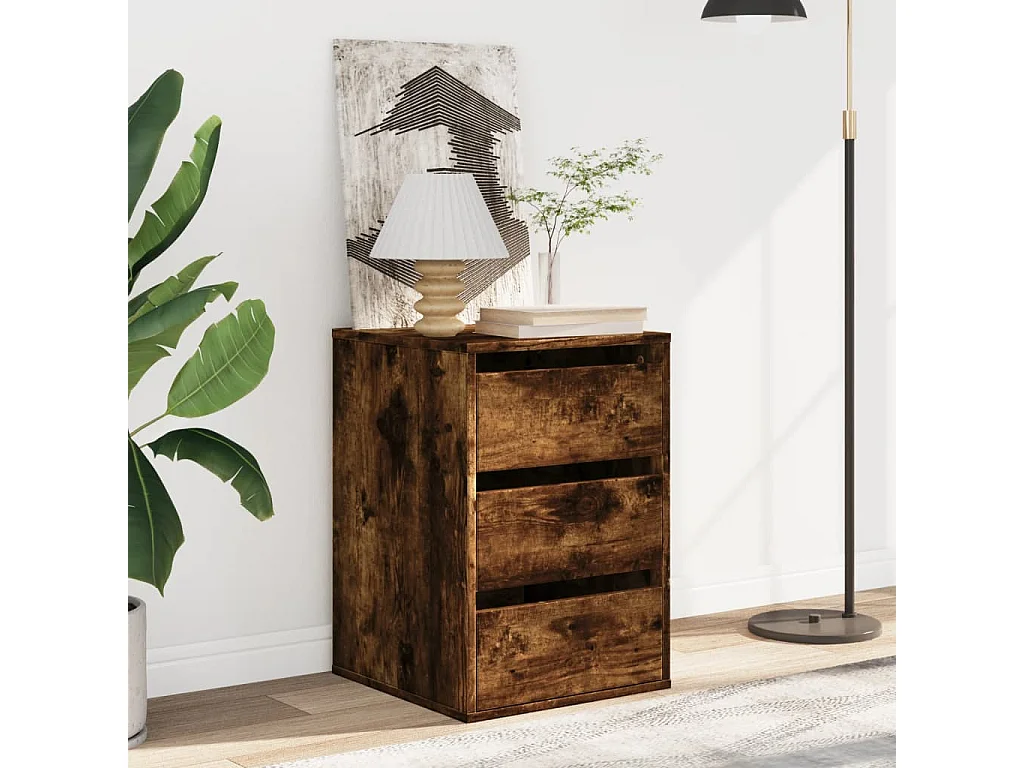 Commode d'angle chêne fumé 40x41x58 cm bois d'ingénierie