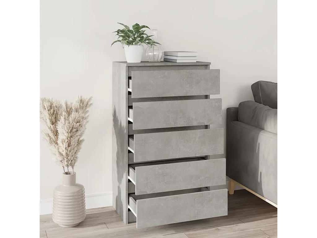 Cassettiera grigio cemento 60x36x103 cm MDF