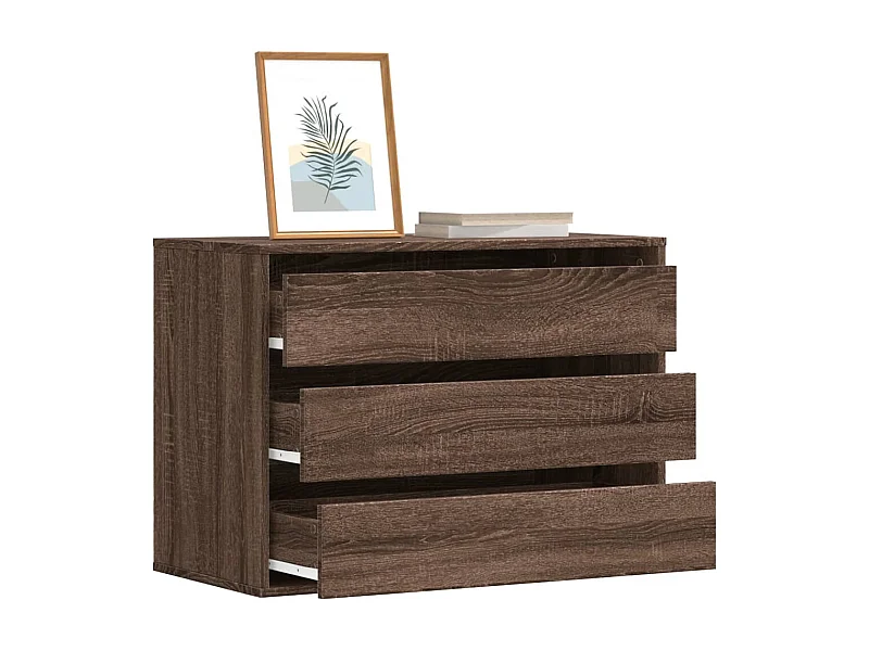 Eckkommode aus brauner Eiche, 80 x 41 x 58 cm, Holzwerkstoff