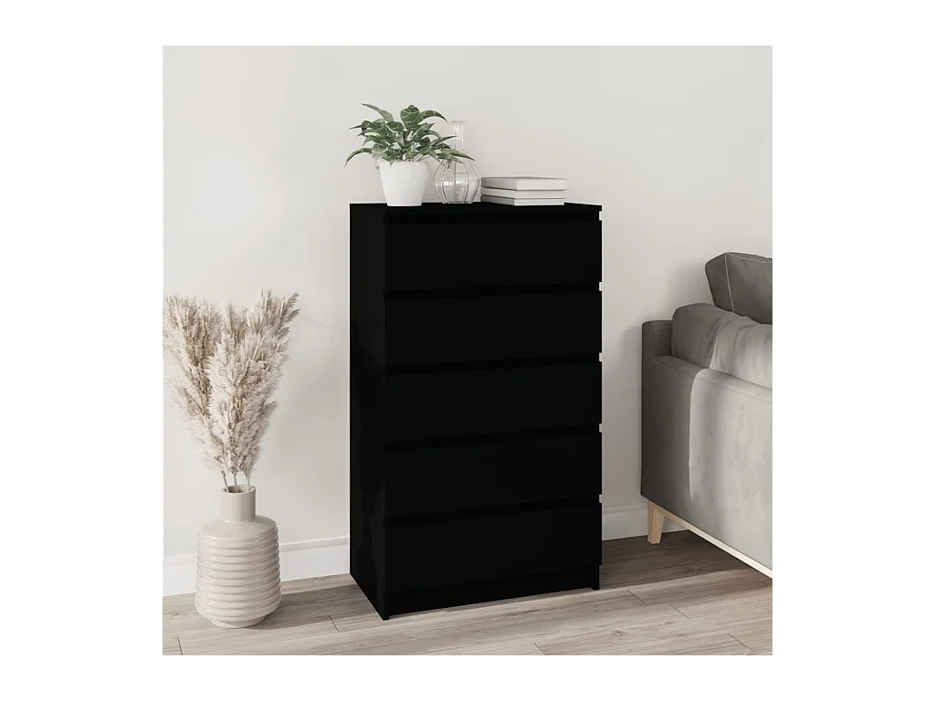 Commode Noir 60x36x103 cm Bois d'ingénierie