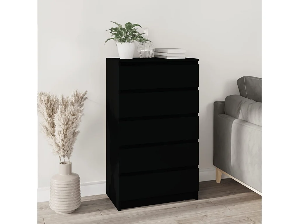 Cassettiera nera 60x36x103 cm MDF