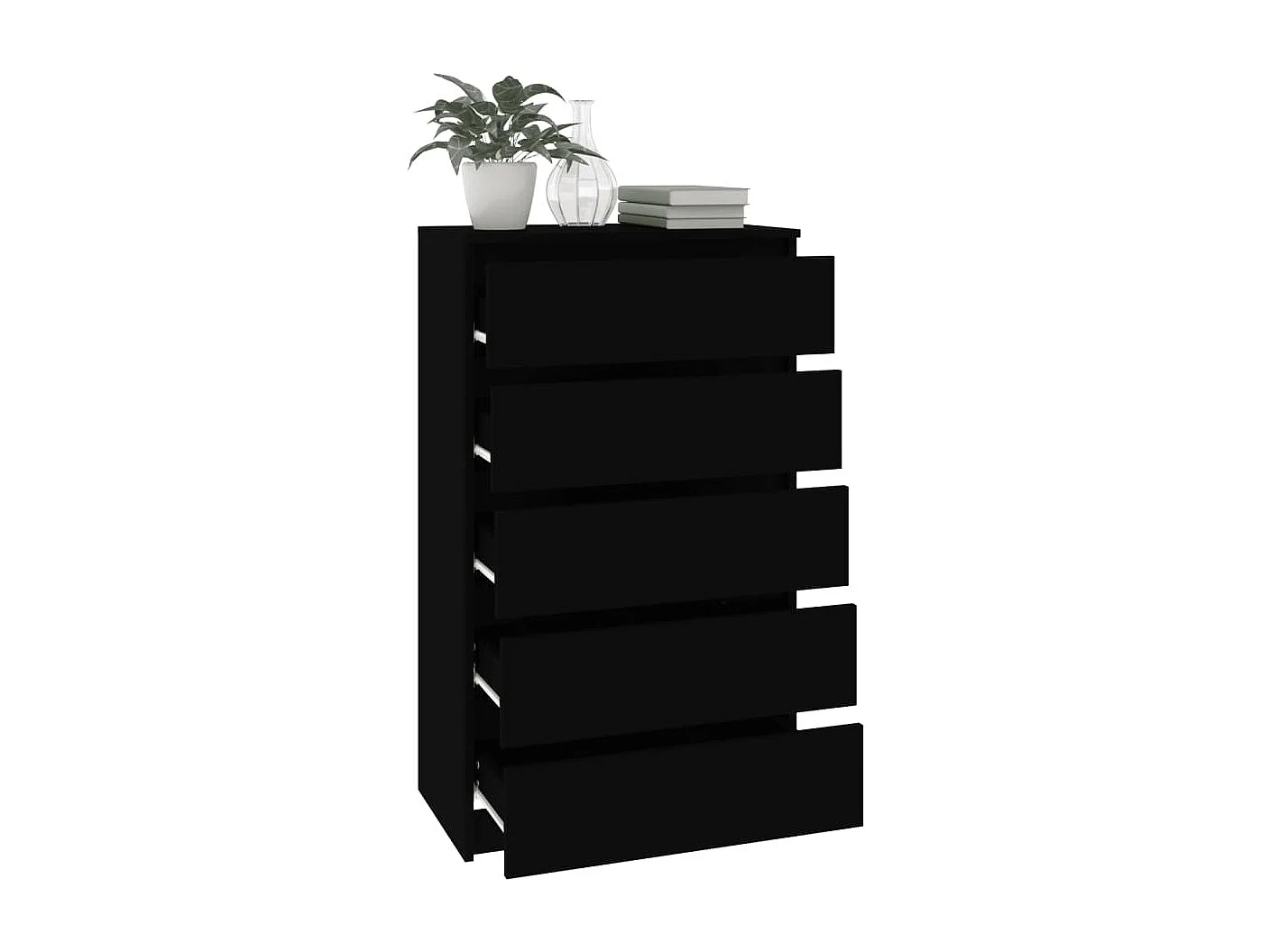 Cassettiera nera 60x36x103 cm MDF