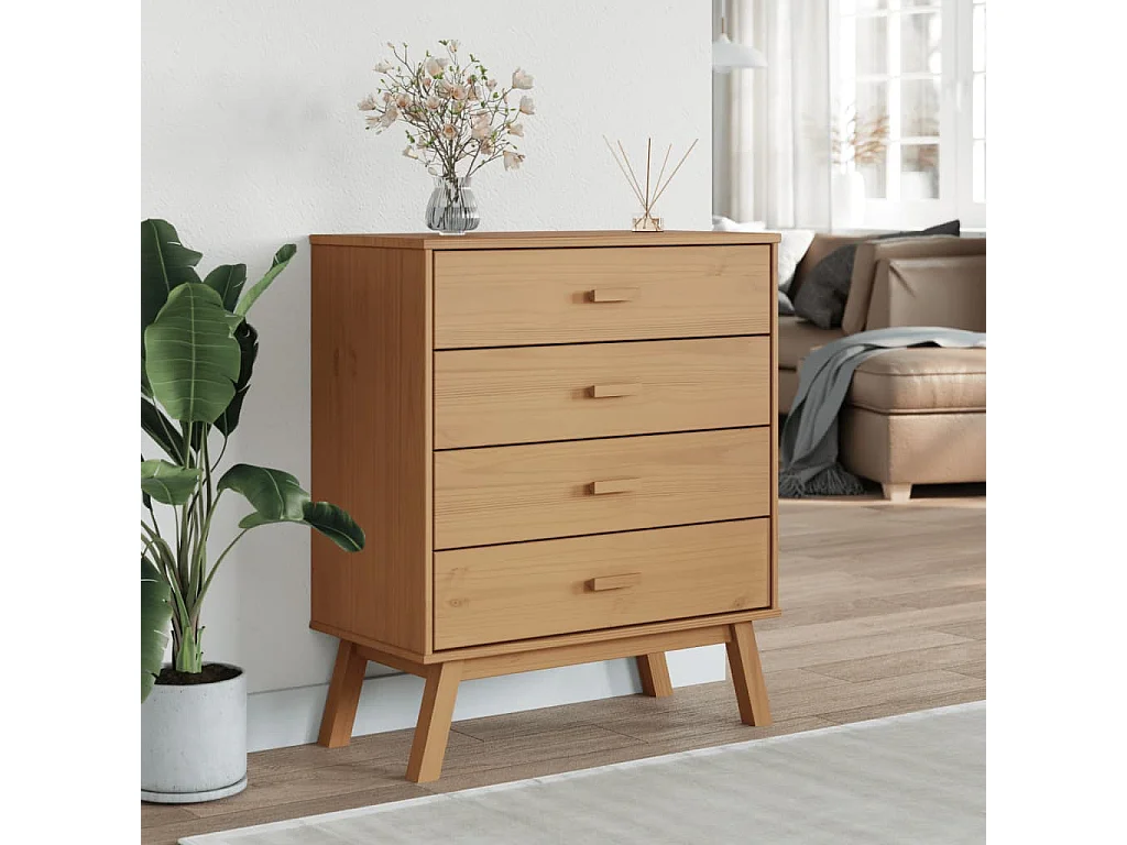 Armoire à tiroirs OLDEN marron bois de pin solide