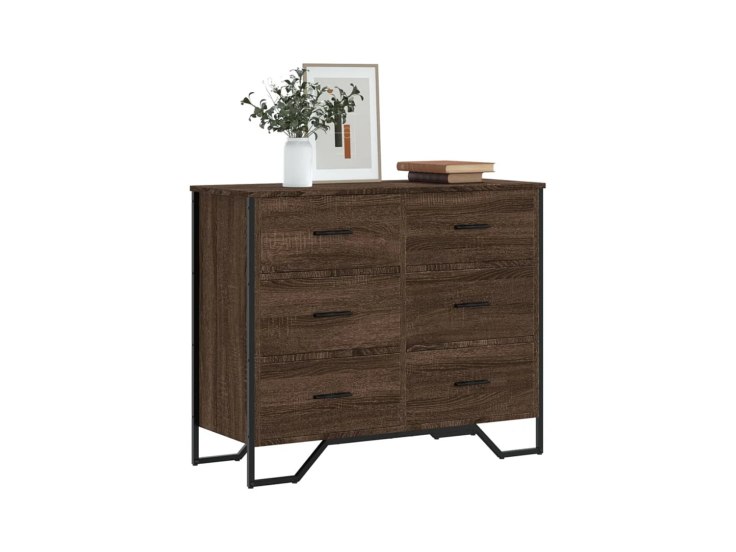 Bruin eiken ladekast 91x35,5x74,5 cm samengesteld hout