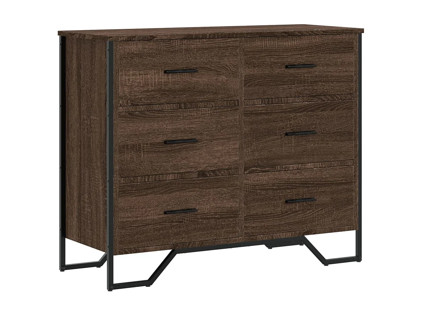 Kommode aus brauner Eiche, 91 x 35,5 x 74,5 cm, Holzwerkstoff