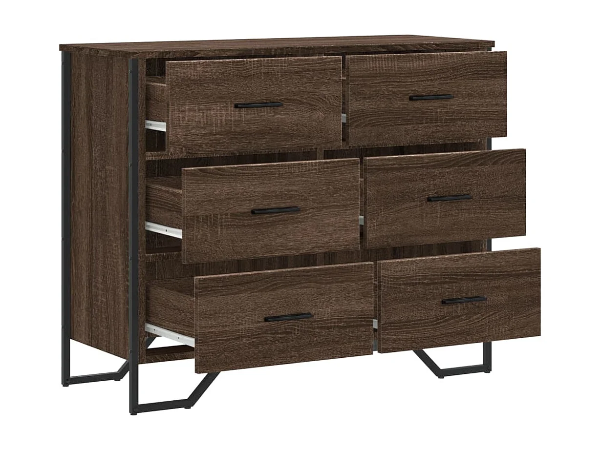 Kommode aus brauner Eiche, 91 x 35,5 x 74,5 cm, Holzwerkstoff