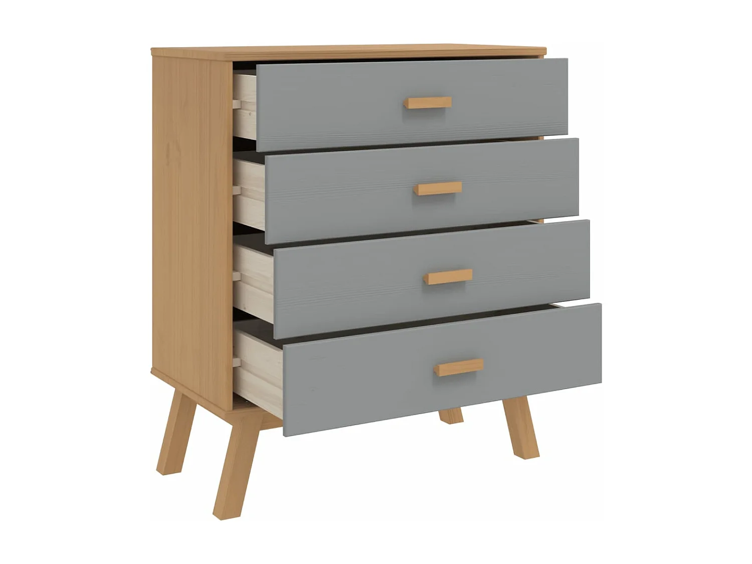 Cassettiera OLDEN in legno massello di pino grigio e marrone