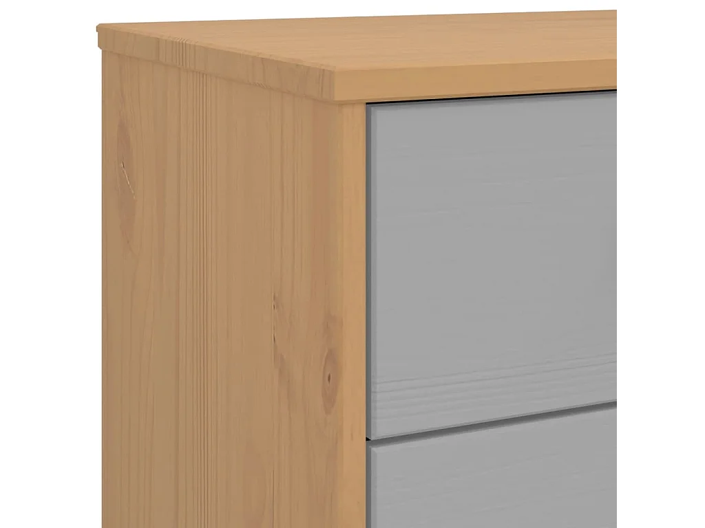 Cassettiera OLDEN in legno massello di pino grigio e marrone