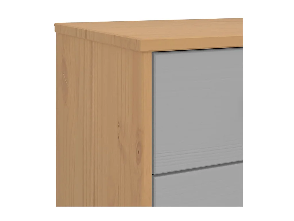 Armoire à tiroirs OLDEN gris et marron bois de pin solide