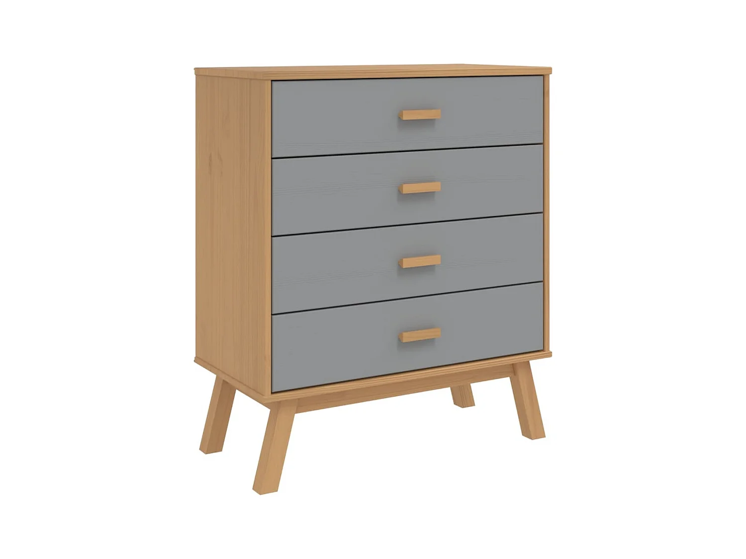 Armoire à tiroirs OLDEN gris et marron bois de pin solide