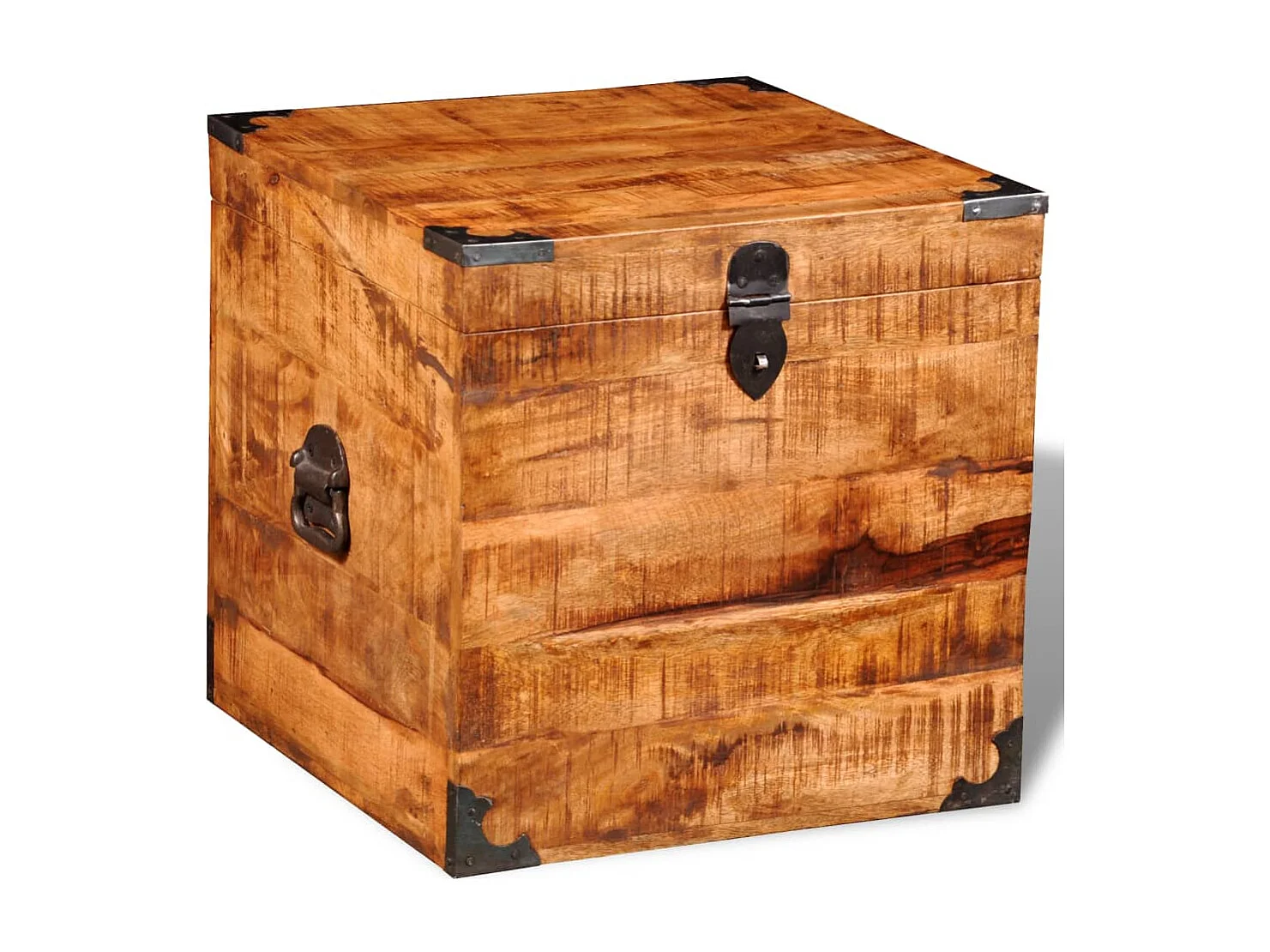 Coffre de rangement cubique Bois de manguier brut