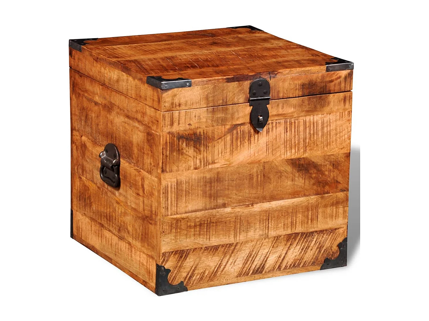 Coffre de rangement cubique Bois de manguier brut