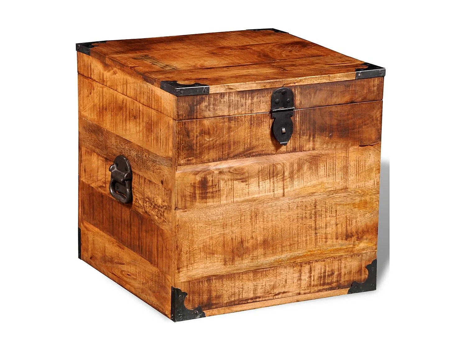 Coffre de rangement cubique Bois de manguier brut