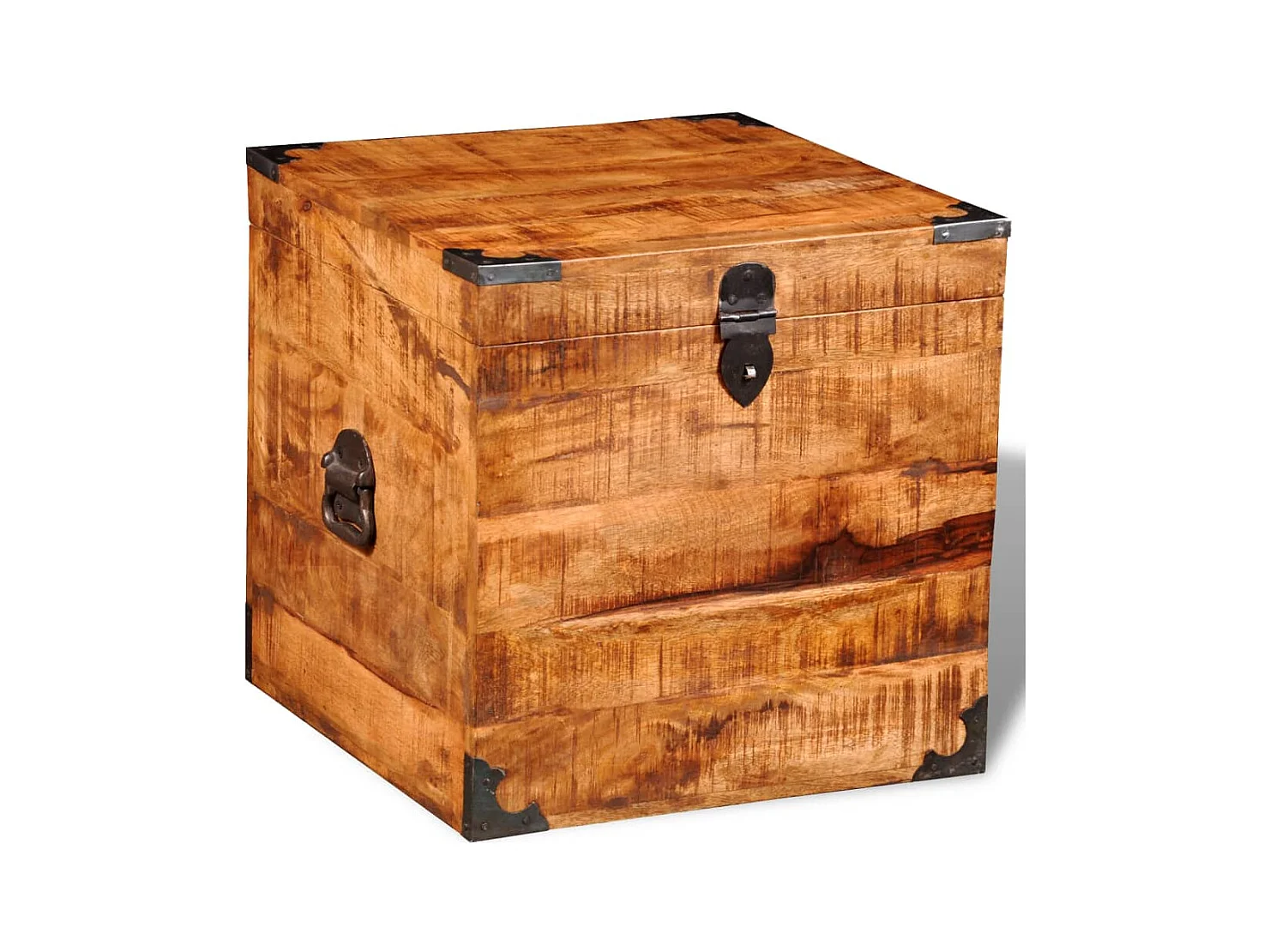 Coffre de rangement cubique Bois de manguier brut