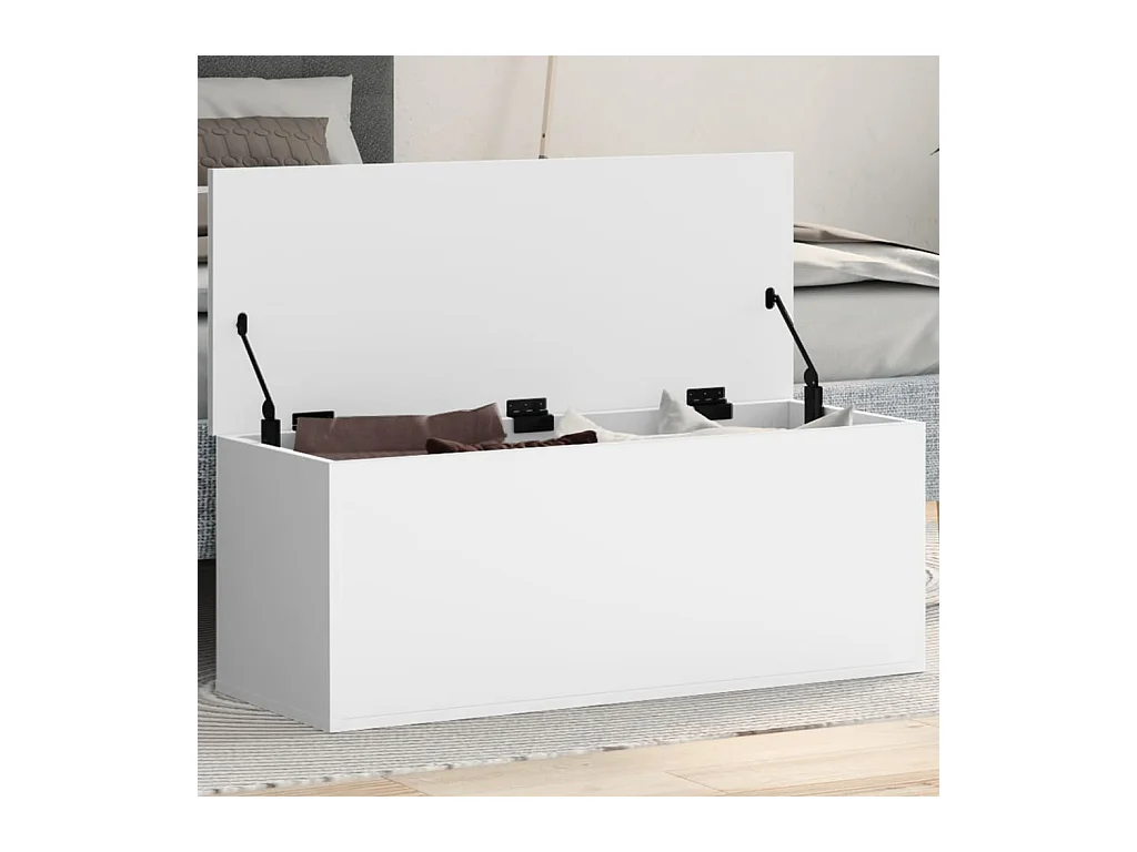Boîte de rangement blanc 90x35x35 cm bois d'ingénierie