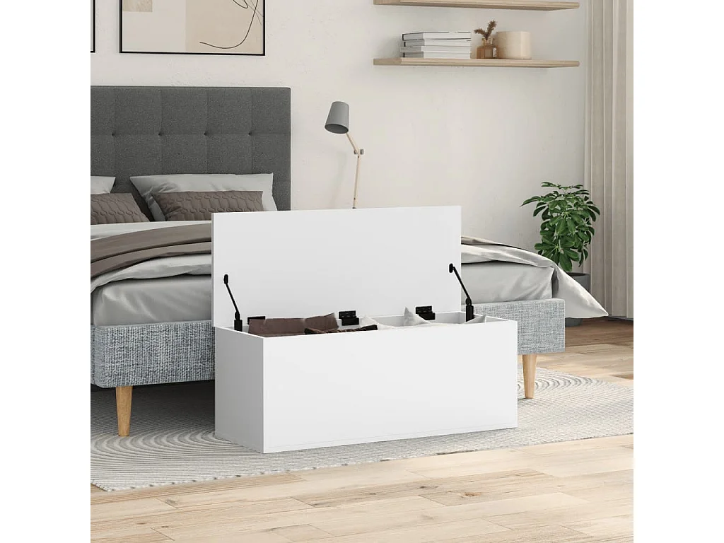 Boîte de rangement blanc 90x35x35 cm bois d'ingénierie