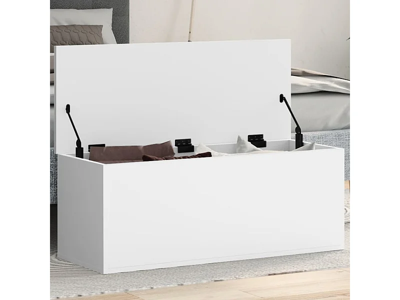 Weiße Aufbewahrungsbox 90x35x35 cm aus Holzwerkstoff