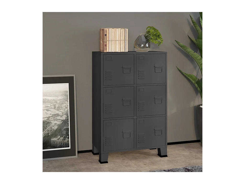 Coffre de rangement industriel Anthracite 75x40x115 cm Métal
