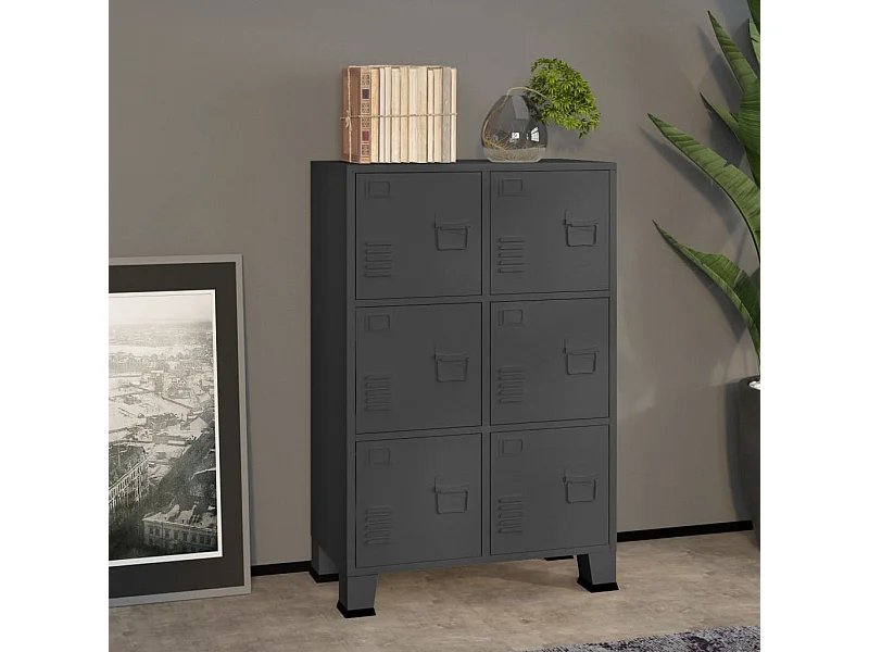 Coffre de rangement industriel Anthracite 75x40x115 cm Métal