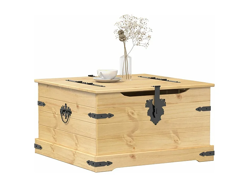 Caja de almacenamiento Corona 78x78x45 cm madera maciza de pino