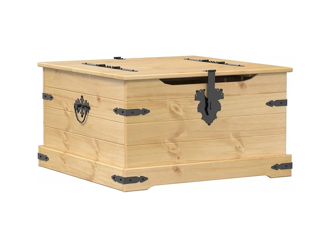 Scatola portaoggetti Corona 78x78x45 cm in legno di pino massiccio