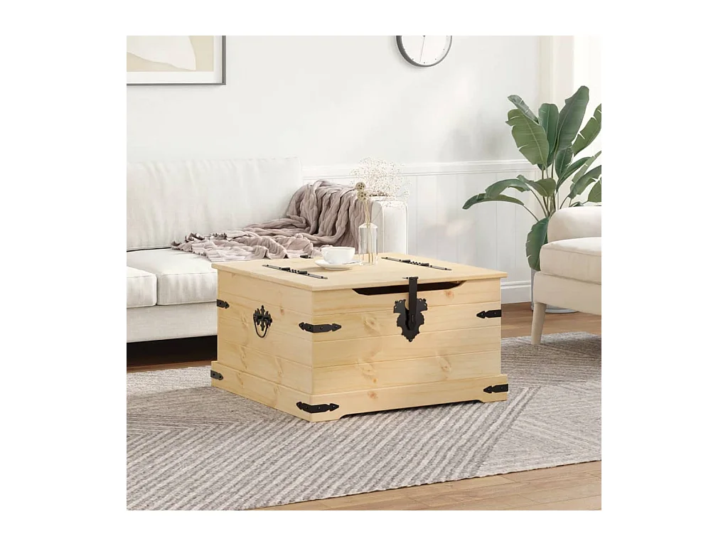 Scatola portaoggetti Corona 78x78x45 cm in legno di pino massiccio