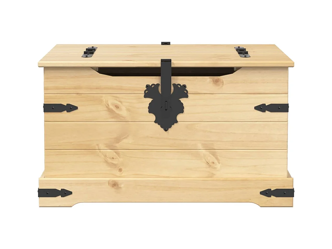 Scatola portaoggetti Corona 78x78x45 cm in legno di pino massiccio