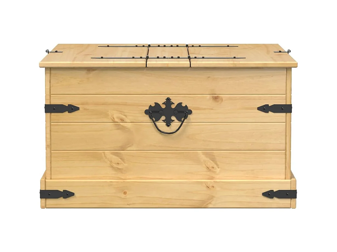 Scatola portaoggetti Corona 78x78x45 cm in legno di pino massiccio
