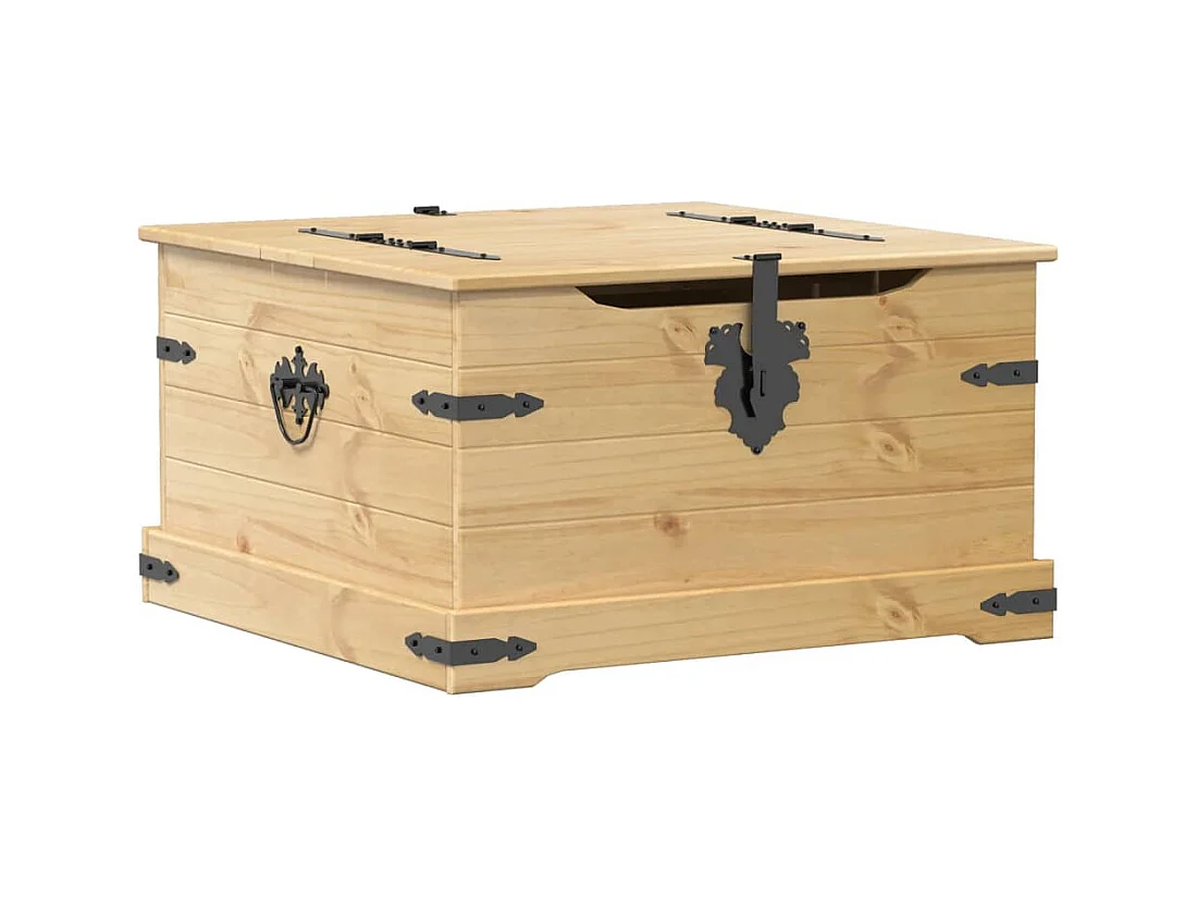 Scatola portaoggetti Corona 78x78x45 cm in legno di pino massiccio