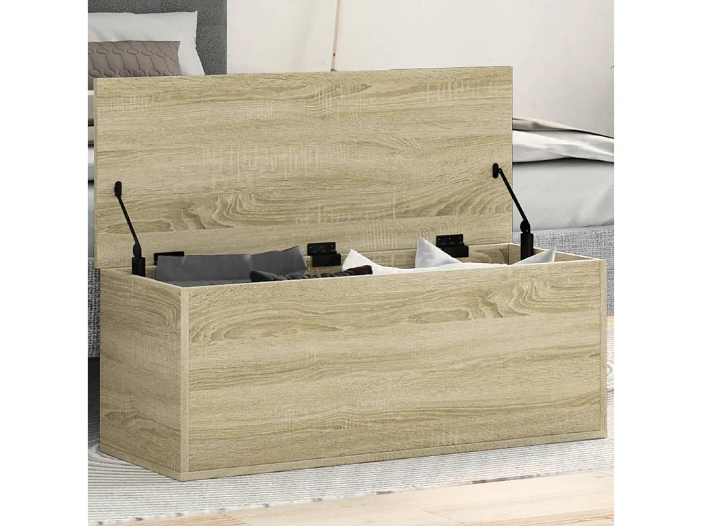 Caixa de armazenamento em carvalho Sonoma 90x35x35 cm madeira projetada