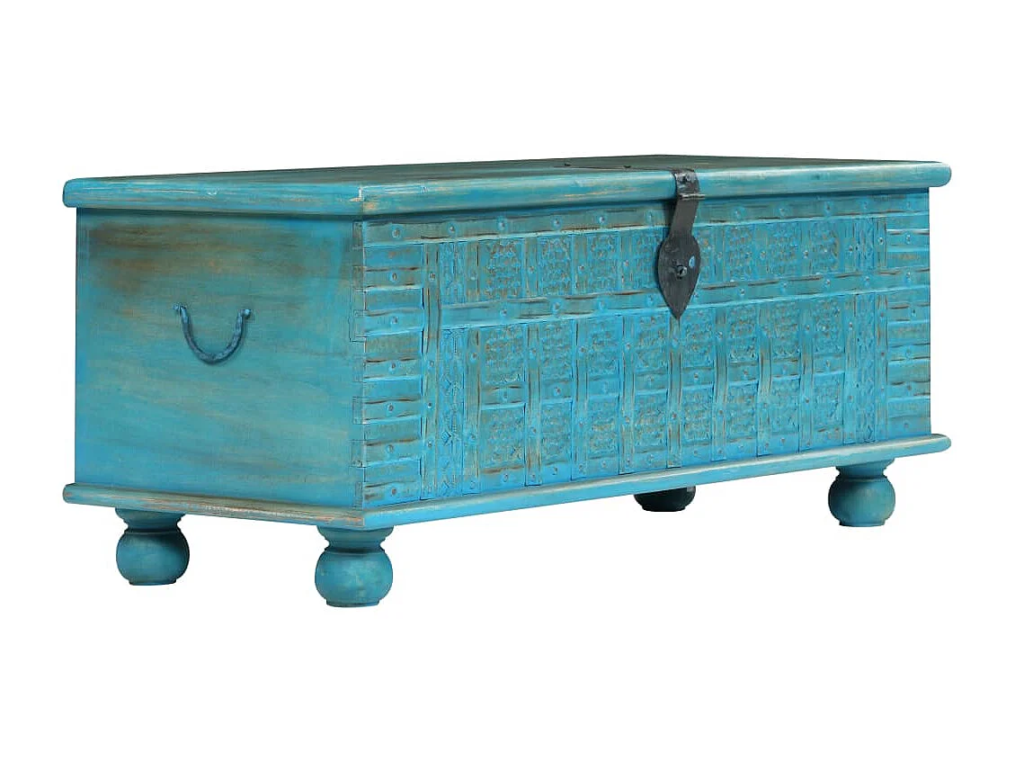 Cómoda de almacenaje Madera maciza de mango 100x40x41 cm Azul