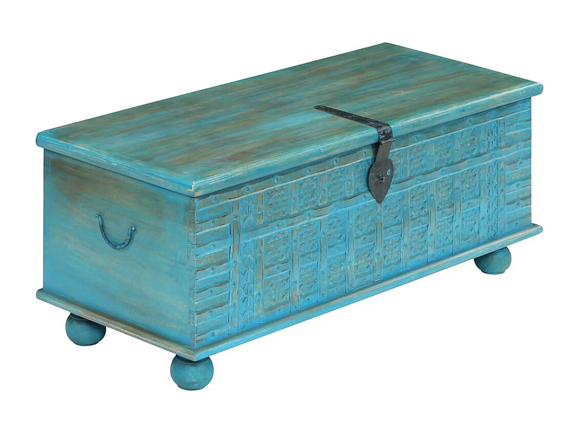 Cómoda de almacenaje Madera maciza de mango 100x40x41 cm Azul