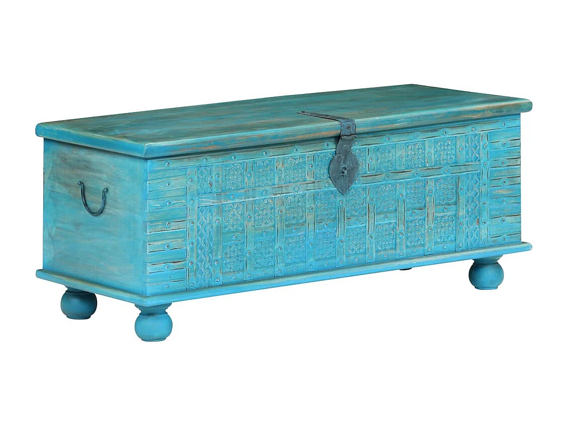 Cómoda de almacenaje Madera maciza de mango 100x40x41 cm Azul