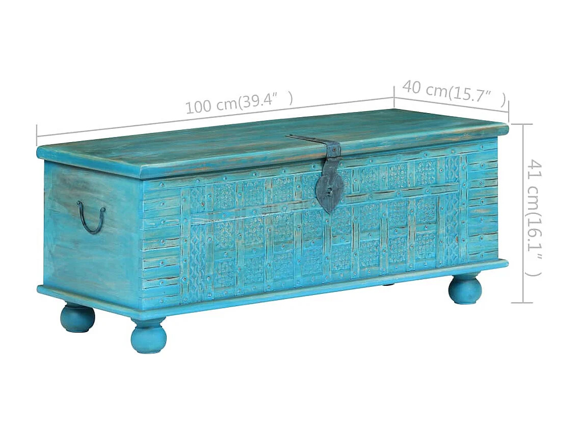 Cómoda de almacenaje Madera maciza de mango 100x40x41 cm Azul