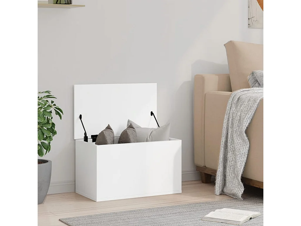 Boîte de rangement blanc 60x35x35 cm bois d'ingénierie
