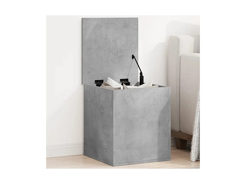 Baule portaoggetti grigio cemento 40x42x46 cm in derivati del legno