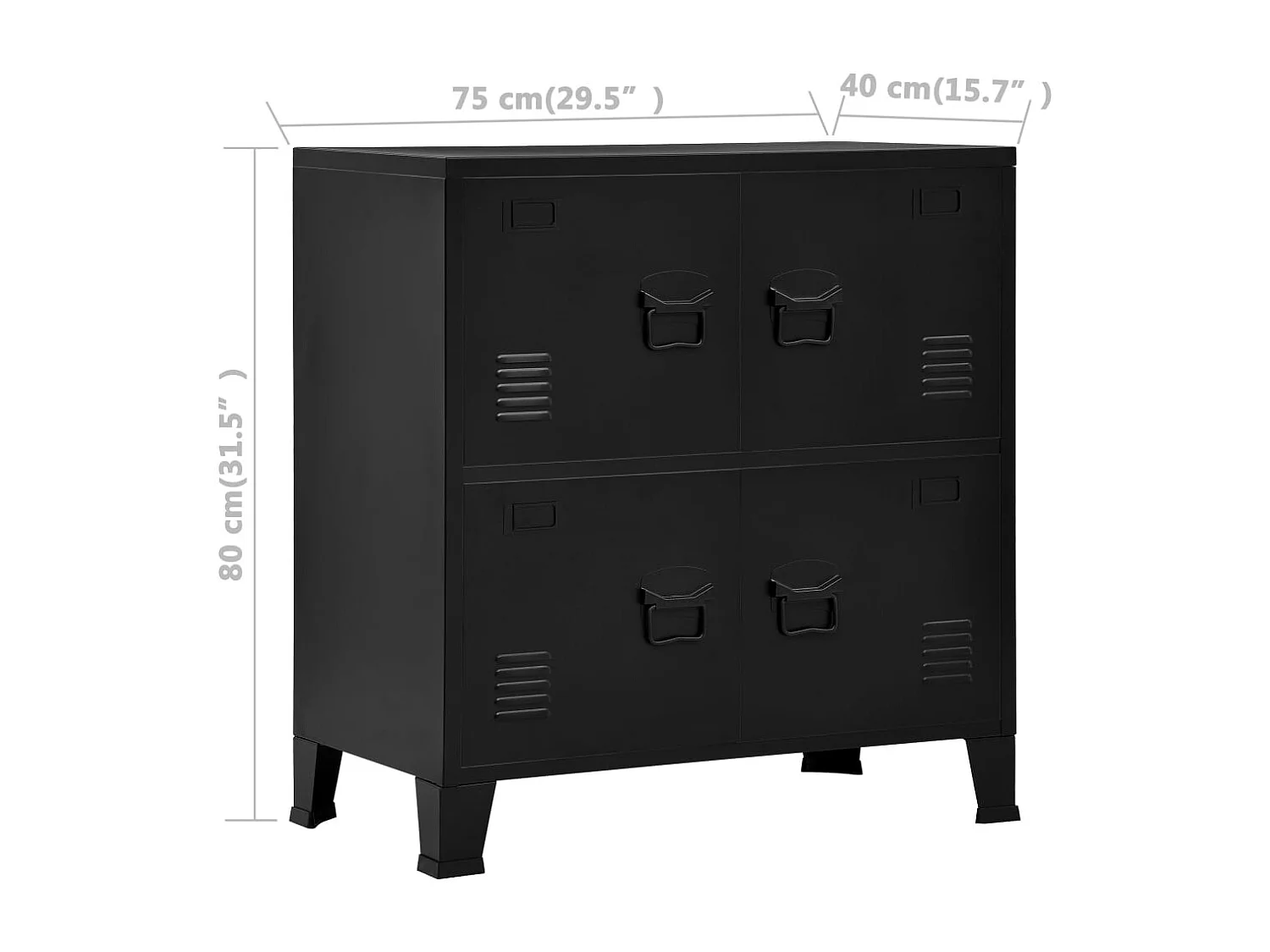 Industrielle Aufbewahrungsbox Schwarz 75x40x80 cm Stahl