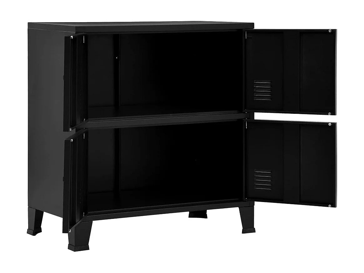 Caixa de armazenamento industrial preta 75x40x80 cm aço