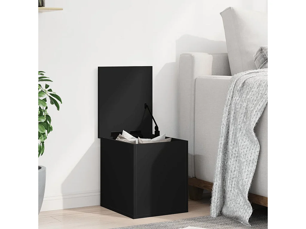 Schwarze Aufbewahrungsbox 30x35x35 cm aus Holzwerkstoff