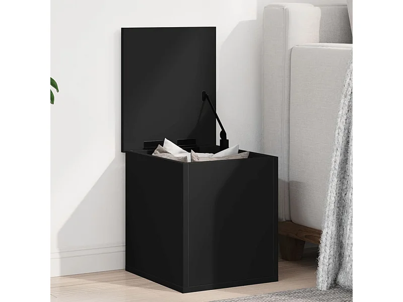 Boîte de rangement noir 30x35x35 cm bois d'ingénierie