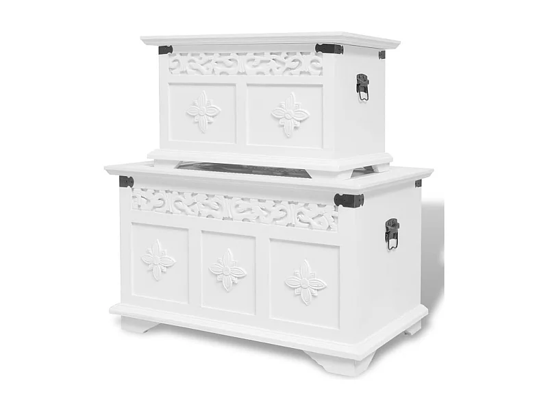 Set van twee witte opbergkisten