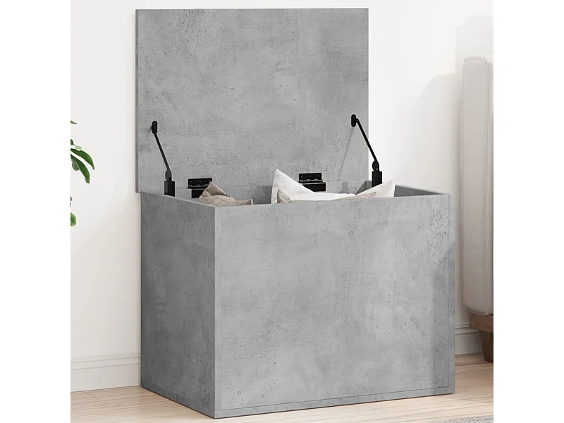 Baule portaoggetti grigio cemento 60x42x46 cm in multistrato
