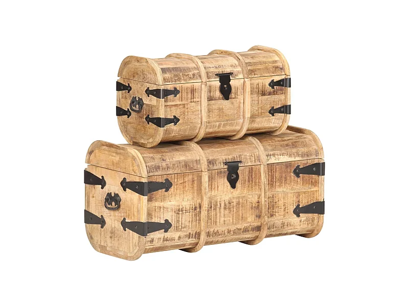 Cassettiere portaoggetti, 2 pz. Legno massello di mango