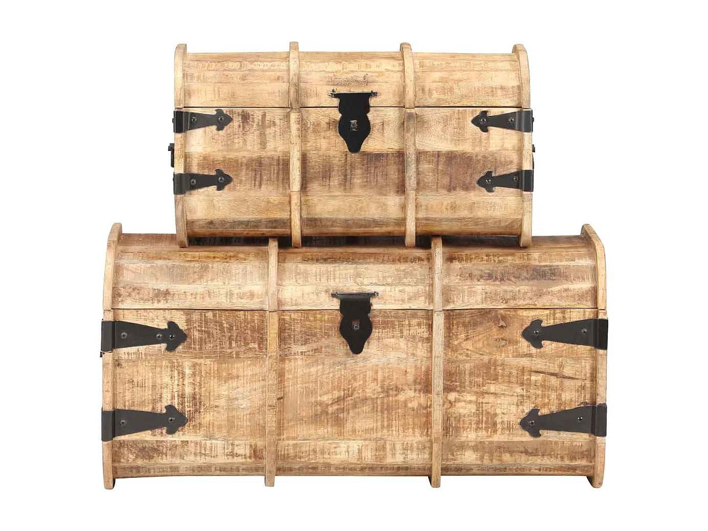 Cassettiere portaoggetti, 2 pz. Legno massello di mango