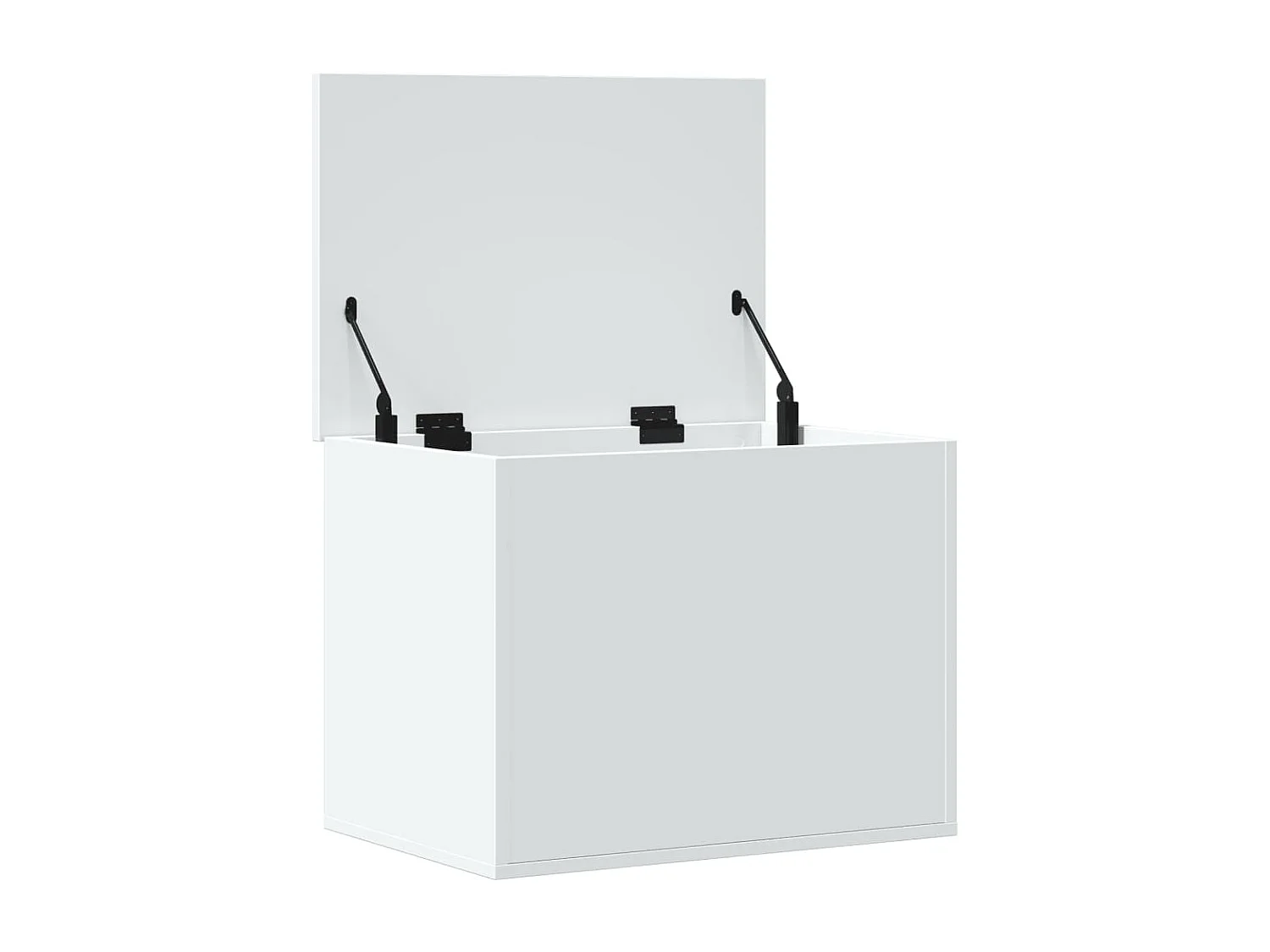 Caixa de arrumação branca 60x42x46 cm madeira trabalhada